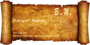 Barger Manon névjegykártya